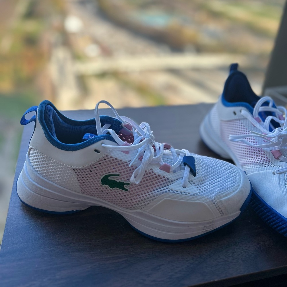 Lacoste White and Blue Athletic Shoes - Picture 2 of 3